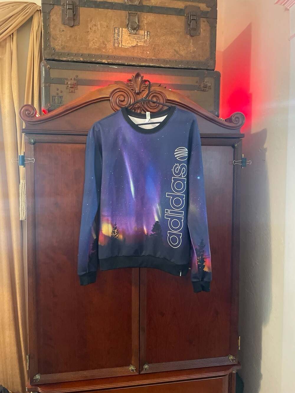 Adidas Aurora Borealis Galaxy Print Crewneck Sweatshirt Size L